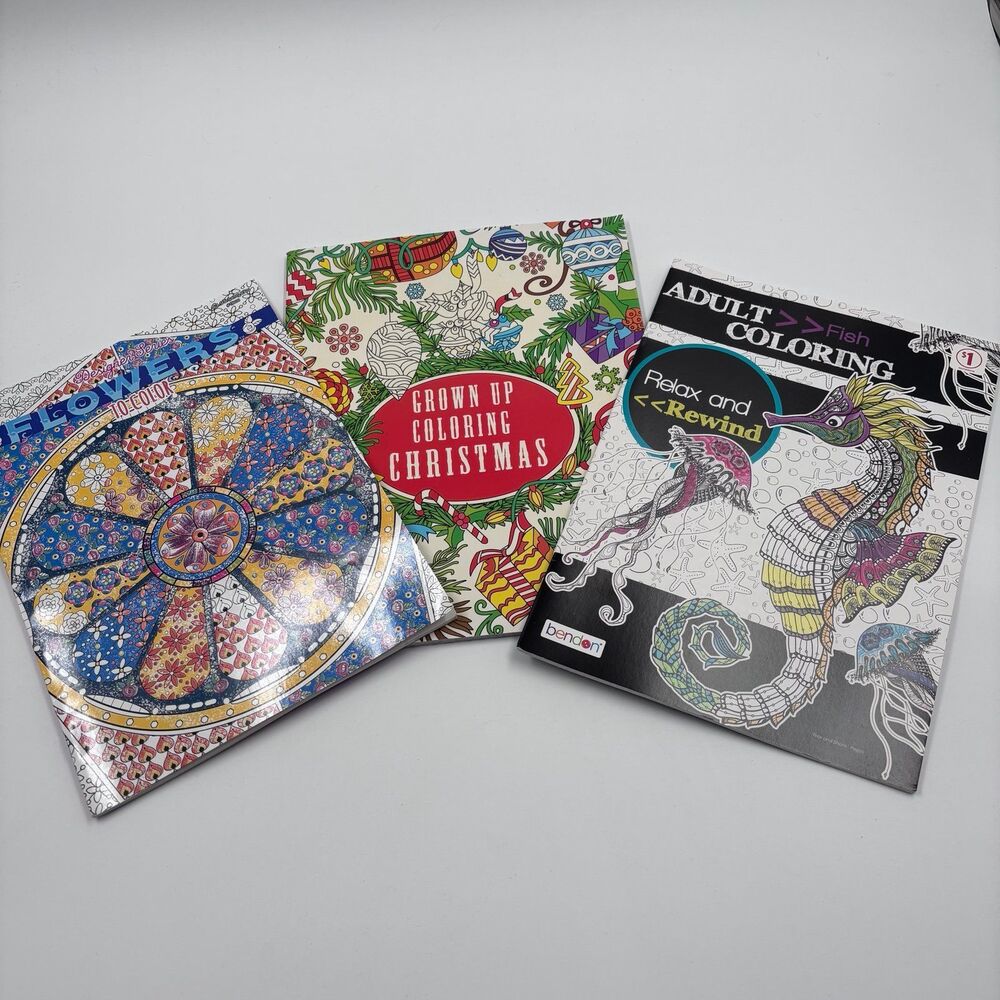 Lot of Adult Coloring Books Floral Holiday Ocean Themes New Unused Variety Pack